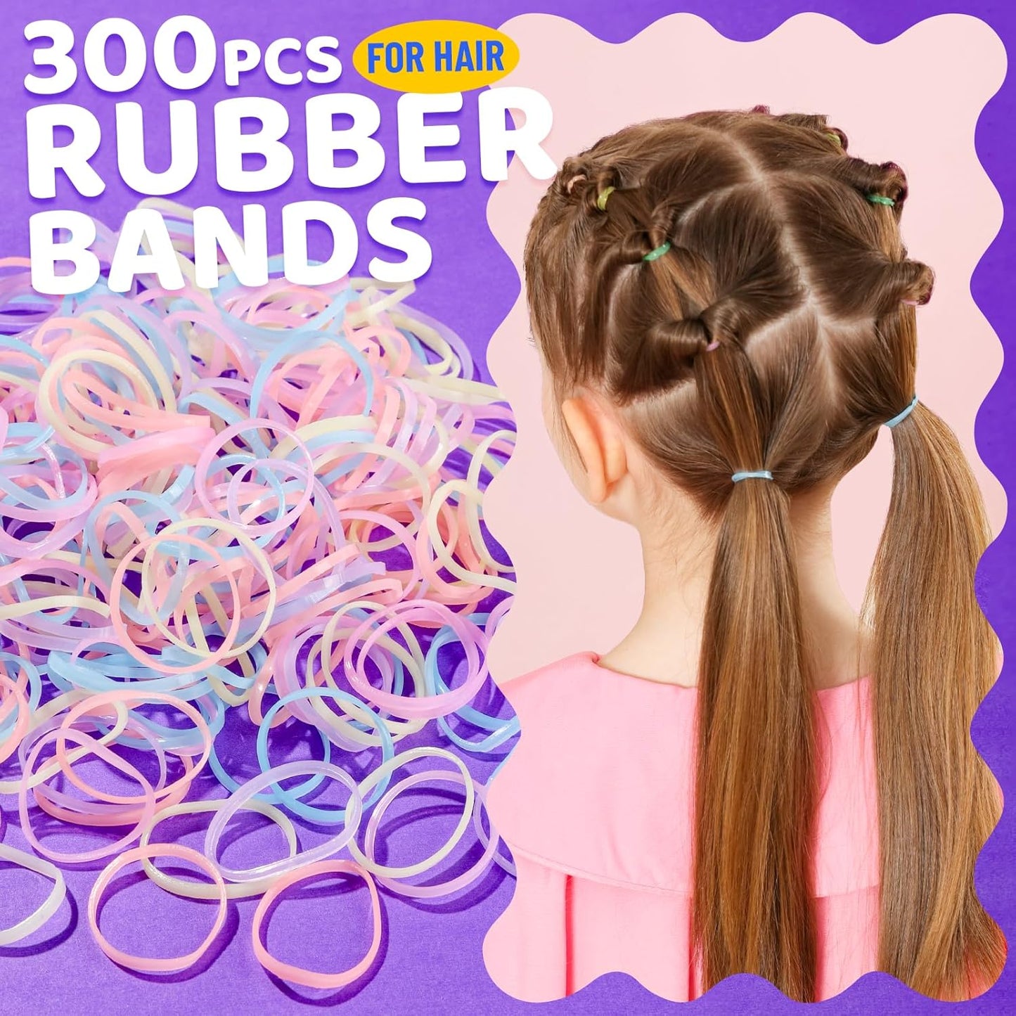 Hair Accessories Set: 300 Elastic Rubber Bands, 150 Small Hair Ties for Toddlers and teens, 100 Bands for Thin Hair, 20 Baby Hair Bows