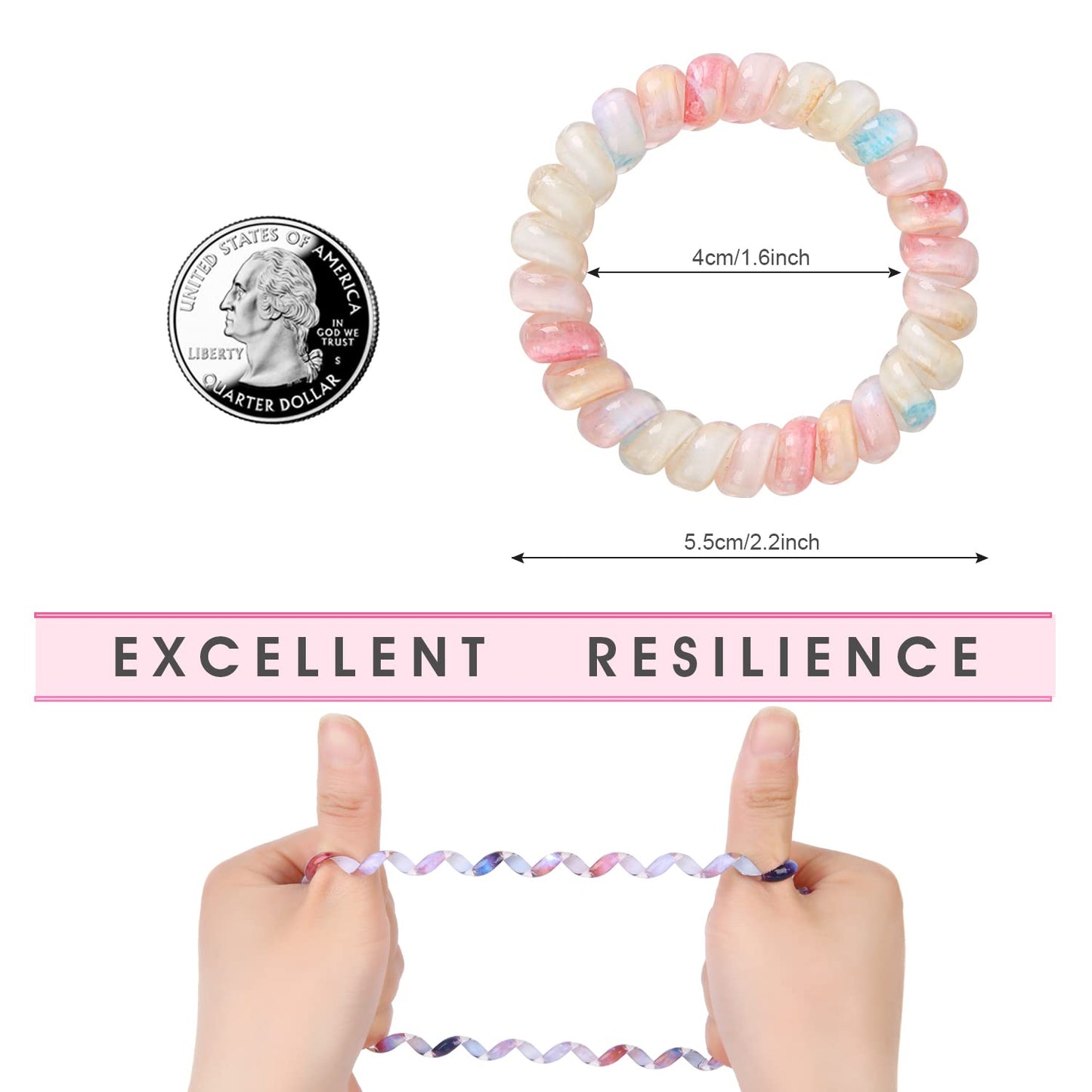 Spiral Hair Ties Phone Cord Hair Ties, Ponytail No Crease, Headband - 20 Pcs,Sky Camouflage Colors