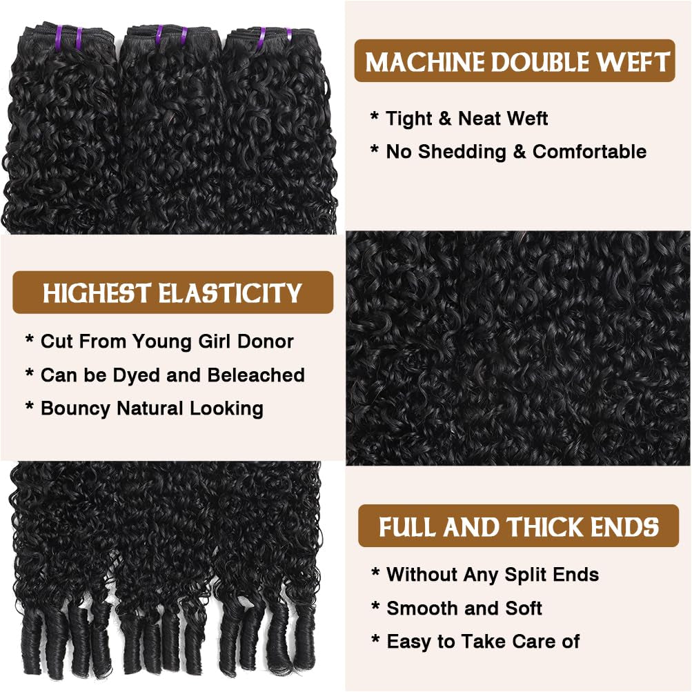 3C4A Burmese Curly Bundles Human Hair 16 18 20 22 Inch 12A Unprocessed Virgin Human Hair Water Wave 