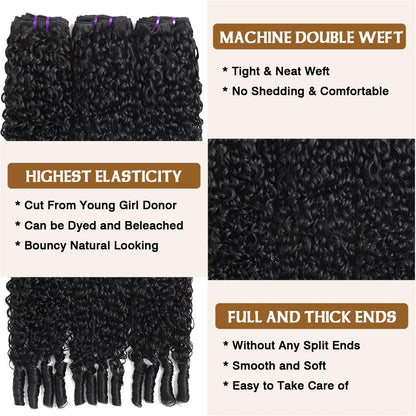 3C4A Burmese Curly Bundles Human Hair 16 18 20 22 Inch 12A Unprocessed Virgin Human Hair Water Wave 