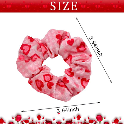 Heart Hair Scrunchies Elastics Hair Band Ponytail Holder Velvet Hair Ropes for Women Girls Valentines Hair Accessories Pink White Red 3PCS