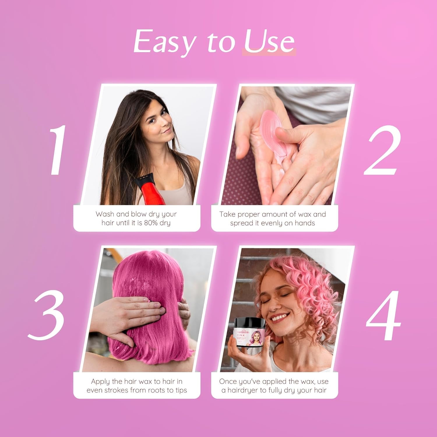 Temporary Hair Color Wax 150G (Pink)