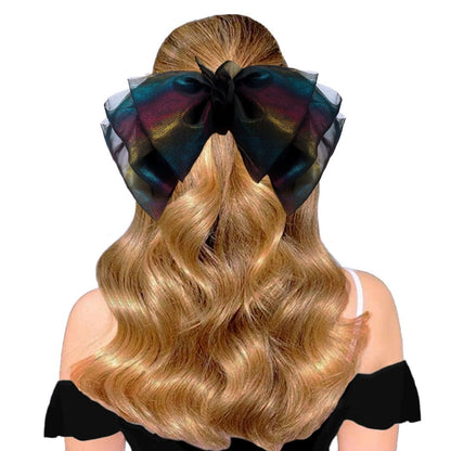 Big Black Hair Bow for Hair Tulle Clip Chiffon Color Hair Barrette Clips Hair Accessories for Women Girls