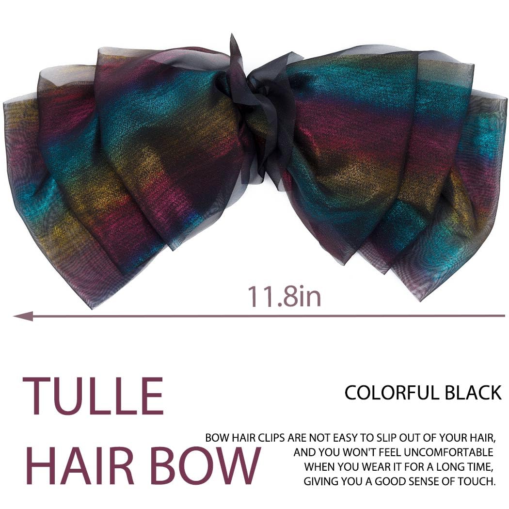 Big Black Hair Bow for Hair Tulle Clip Chiffon Color Hair Barrette Clips Hair Accessories for Women Girls