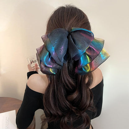 Big Black Hair Bow for Hair Tulle Clip Chiffon Color Hair Barrette Clips Hair Accessories for Women Girls