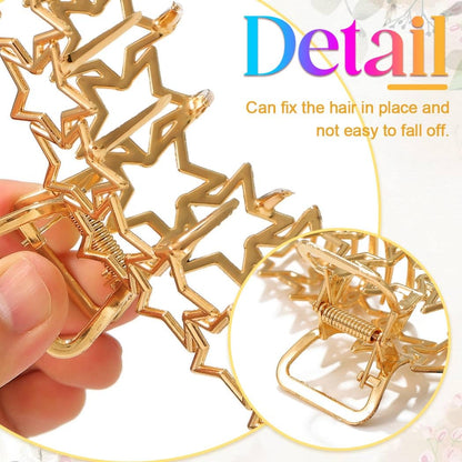Metal Hair Claw Clips Gold Star Hair Clip Claw Large Nonslip (Pack of 2)