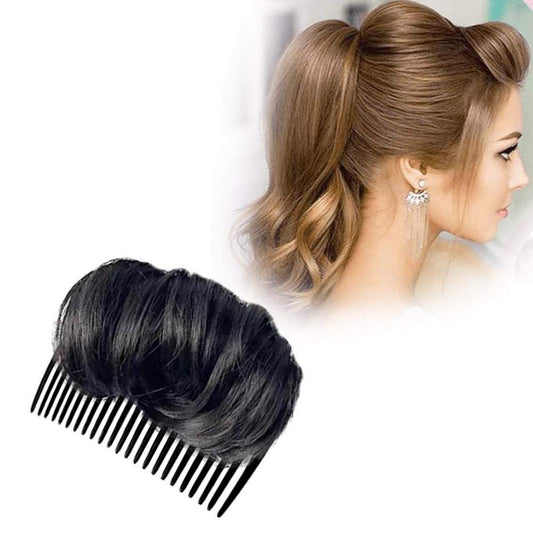 1Pc Volume up Hair Base,  Hairstyle Clip Bun Maker, Volume Insert Hair Bump up Tool for Short Long Hair DIY (Black)