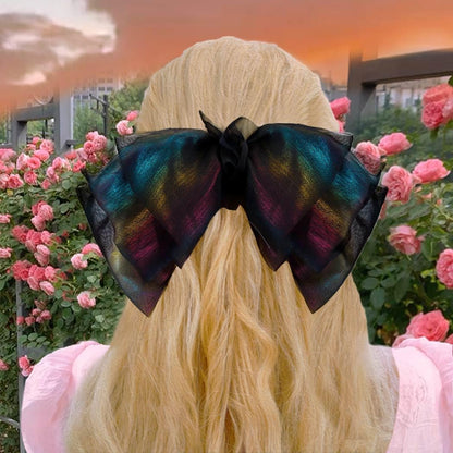 Big Black Hair Bow for Hair Tulle Clip Chiffon Color Hair Barrette Clips Hair Accessories for Women Girls