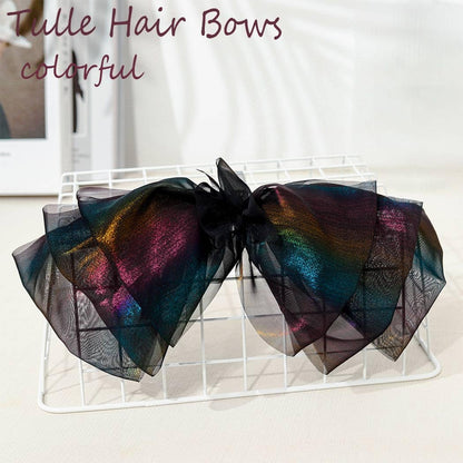 Big Black Hair Bow for Hair Tulle Clip Chiffon Color Hair Barrette Clips Hair Accessories for Women Girls