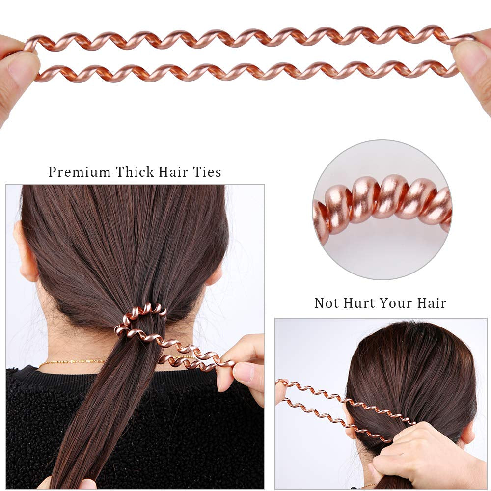 Spiral Ties, Phone Cord Coils Hair Ties- 20 Pcs,Pearl Color