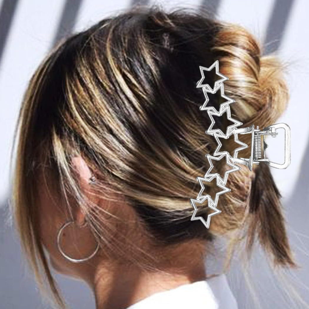 Metal Hair Claw Clips Gold Star Hair Clip Claw Large Nonslip (Pack of 2)