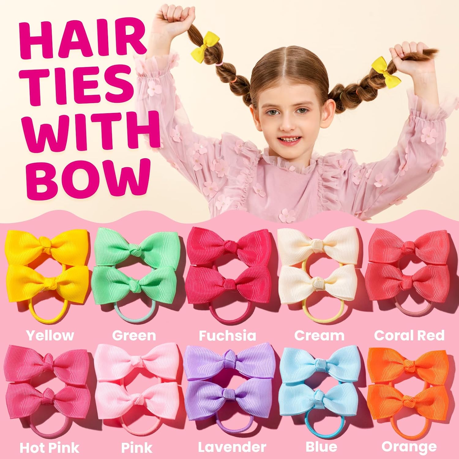 Hair Accessories Set: 300 Elastic Rubber Bands, 150 Small Hair Ties for Toddlers and teens, 100 Bands for Thin Hair, 20 Baby Hair Bows