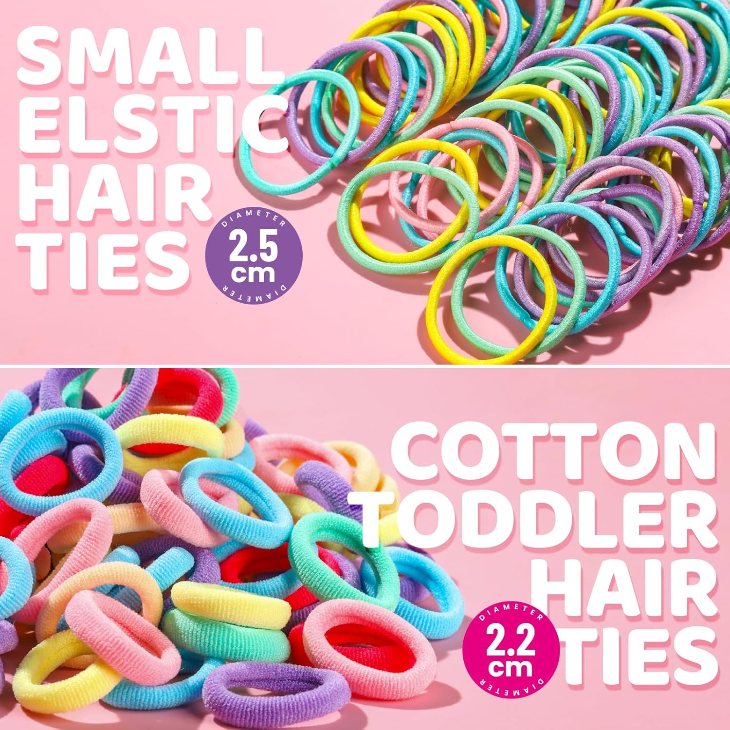 Hair Accessories Set: 300 Elastic Rubber Bands, 150 Small Hair Ties for Toddlers and teens, 100 Bands for Thin Hair, 20 Baby Hair Bows