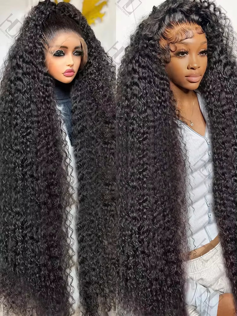Curly 13X4 Lace Frontal Wig Human Hair for Women 300% Density 40 46 Inch Deep Wave 13X6 HD Lace Front Human Hair Wig Loose Water 