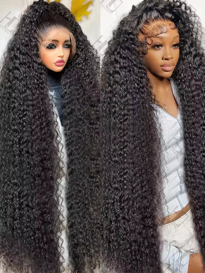 Curly 13X4 Lace Frontal Wig Human Hair for Women 300% Density 40 46 Inch Deep Wave 13X6 HD Lace Front Human Hair Wig Loose Water 