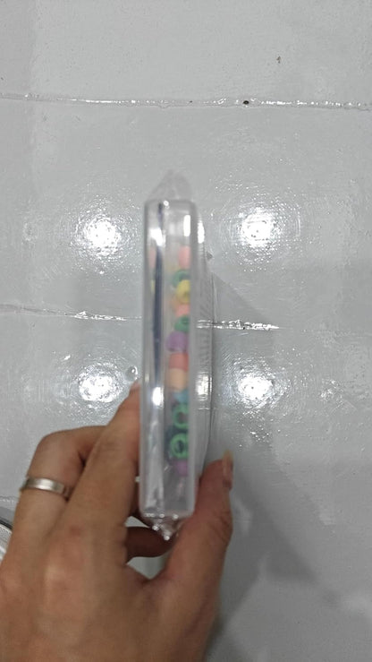 50Pcs Girls  & Girls Hair Beads, Silicone Decors with Colorful Rubber Bands, Threader and Plastic Box - Pony Beads 