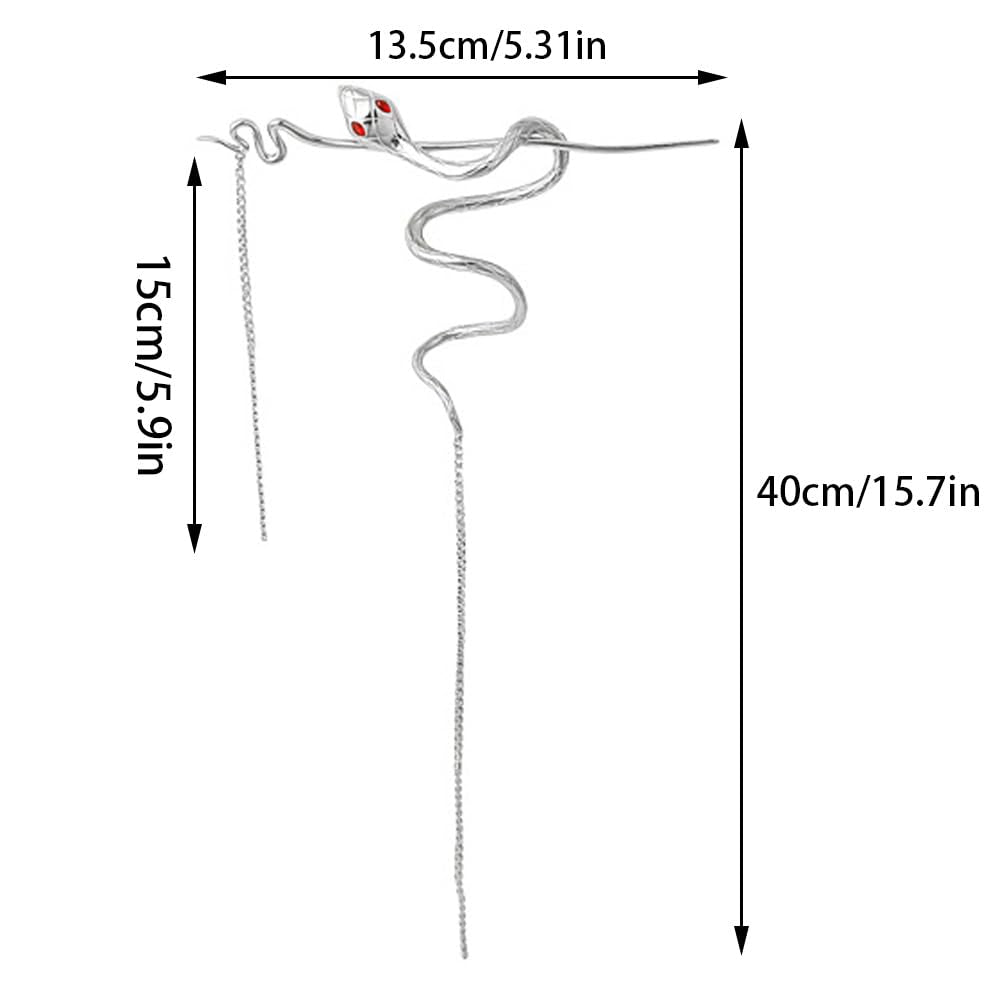Metal Snake Hair Sticks Rhinestone Tassel Chopsticks Metal Distortion Punk Hairpin Headwear Vintage Gothic Hair Chain Hair Rope