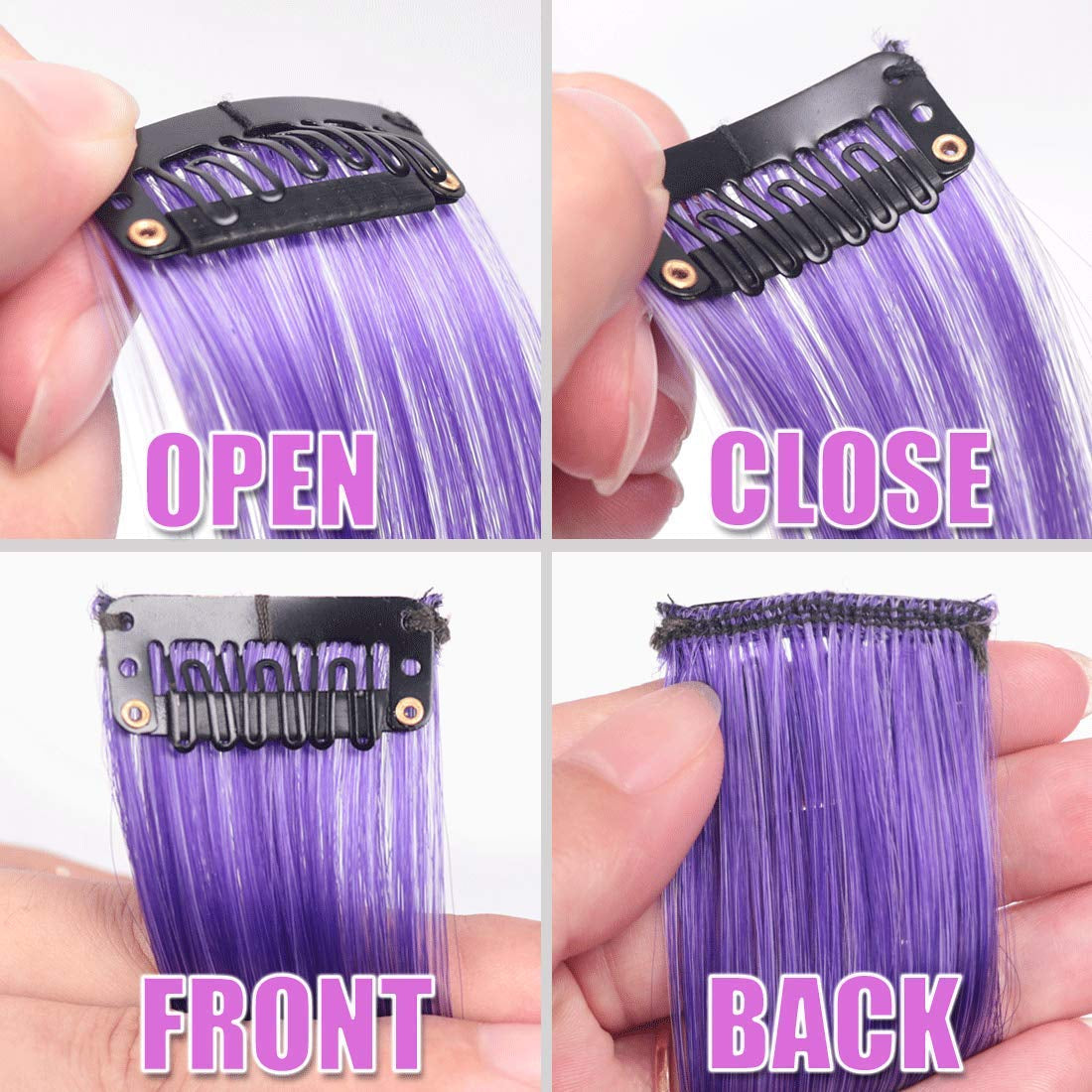Colored Clip in Hair Extensions 22" Colorful Hair Extensions Rainbow Party Highlights Synthetic Hairpieces (36 Colors Set)