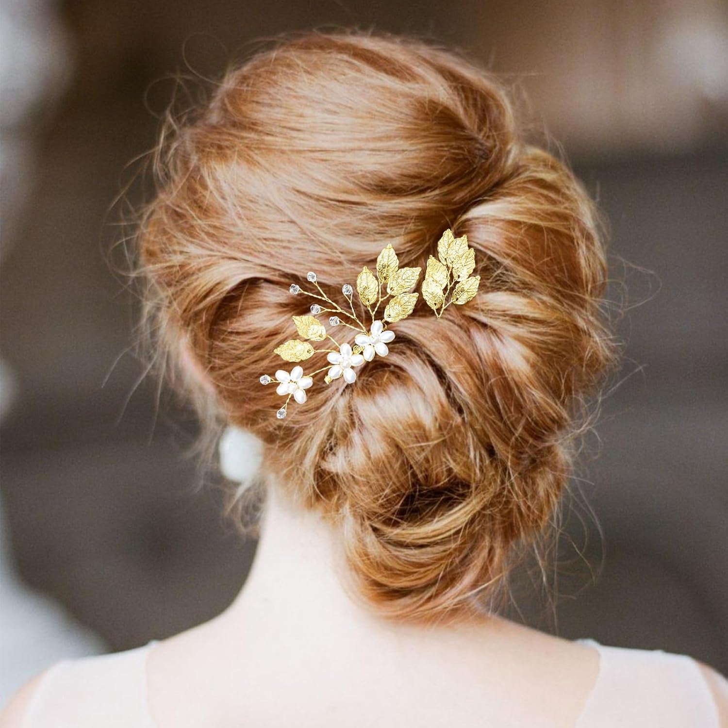 6 Pieces Wedding Pins Gold Leaf Bridal Head Piece Crystal Pearl Floral Hair Vintage Wedding Hair Clips 