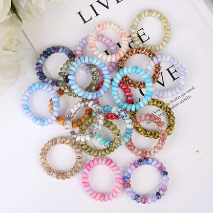 Spiral Hair Ties Phone Cord Hair Ties, Ponytail No Crease, Headband - 20 Pcs,Sky Camouflage Colors
