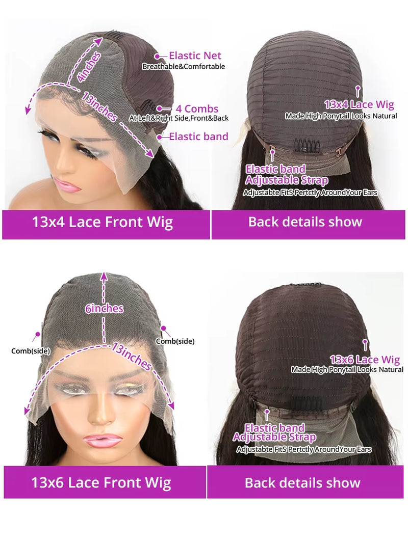 Curly 13X4 Lace Frontal Wig Human Hair for Women 300% Density 40 46 Inch Deep Wave 13X6 HD Lace Front Human Hair Wig Loose Water 