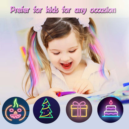 Colored Clip in Hair Extensions 22" Colorful Hair Extensions Rainbow Party Highlights Synthetic Hairpieces (36 Colors Set)