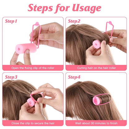 10Pcs Sponge, Foam Hair Roller Sleeping Hair Curlers Flexible Hair Styling Curlers Sponge (2.5Cm-Pink)