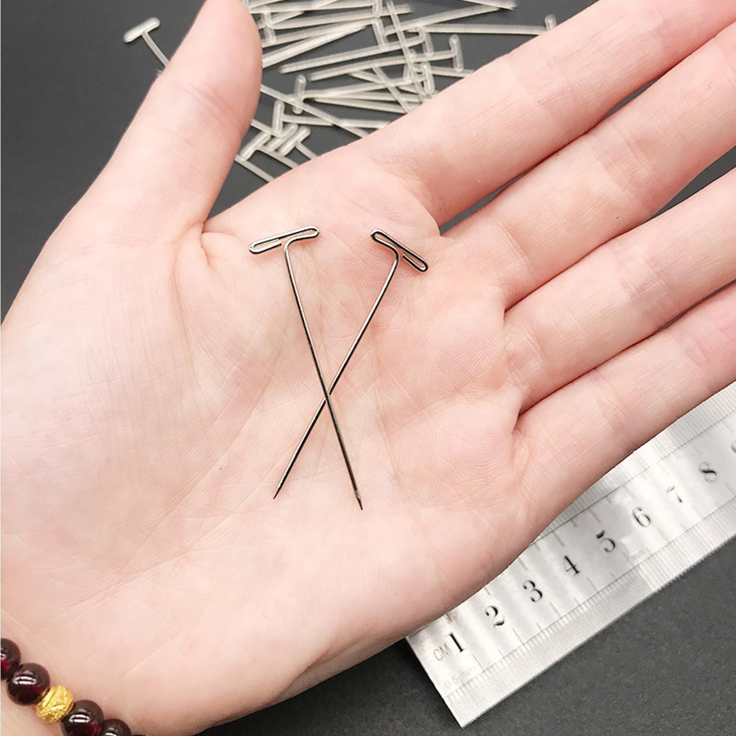 150 Pcs T Pins, Sewing Pins for Blocking Knitting, Modelling, Wig Making and Crafts, Straight Pins T-Pins Stainless Steel Nickel Plated with Storage Box (1.5 Inch，2 Inch)