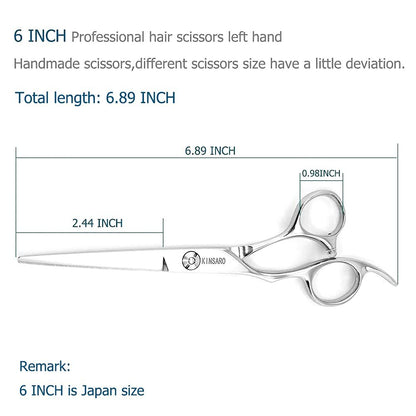 Hair Shears Left Hand Hair Cutting 6 Inch Scissors 