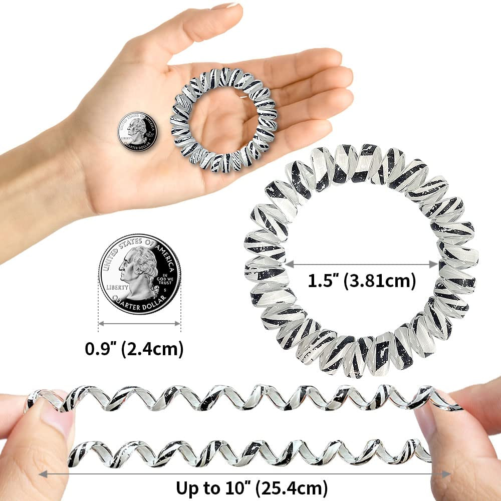 Belijiu Spiral Coil Hair Ties - Animal Pattern 12P - Phone Cord Hair Ties, Elastic Hair Ties for Women, Wrinkle Free, Long Lasting, Ponytail, Pain Free Hair Accessories, Curly, Straight Hair, All Hair