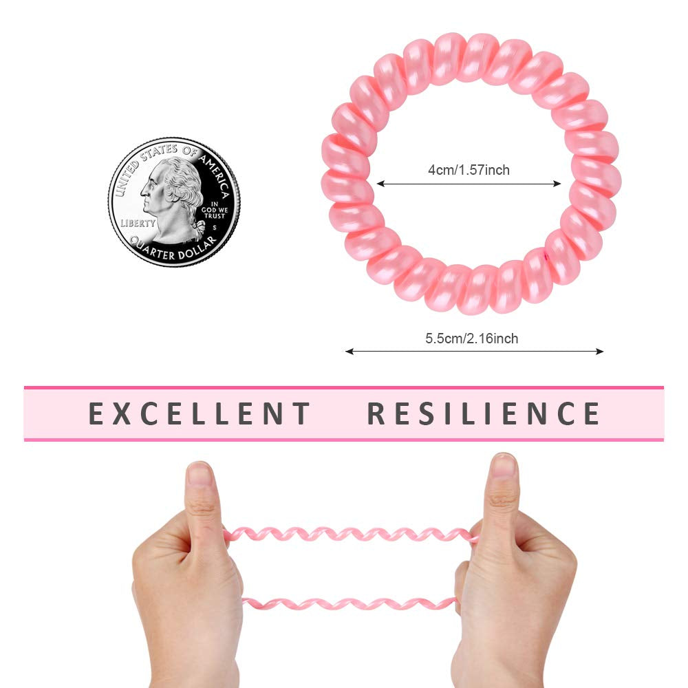 Spiral Ties, Phone Cord Coils Hair Ties- 20 Pcs,Pearl Color