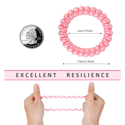 Spiral Ties, Phone Cord Coils Hair Ties- 20 Pcs,Pearl Color
