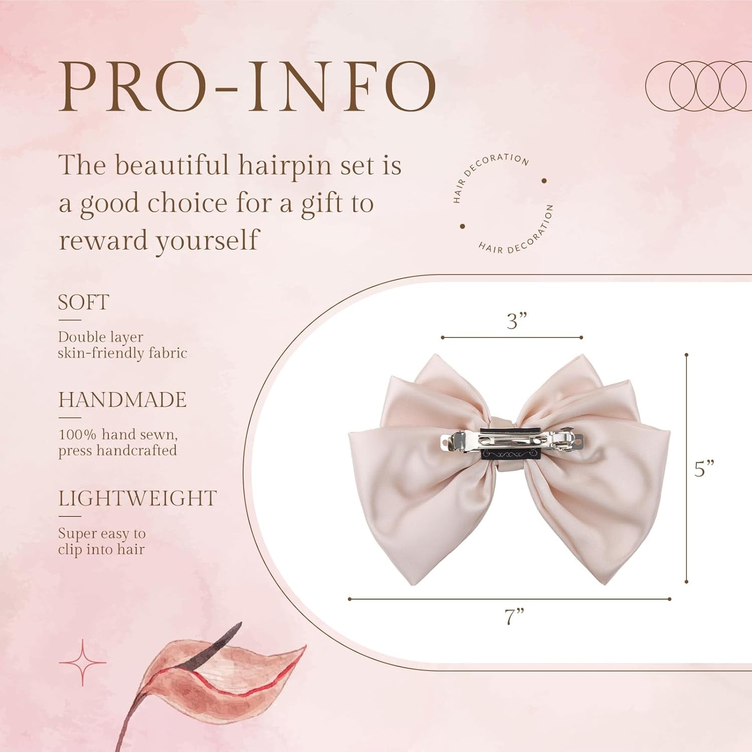  Hair Pink Oatmeal 2Pcs Bows for Women Alligator Hair Satin Silk Barrettes Coquette Bows Hair Accessories 