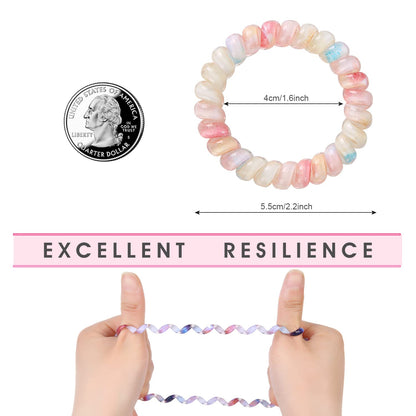 Spiral Hair Ties Phone Cord Hair Ties, Ponytail No Crease, Headband - 20 Pcs,Sky Camouflage Colors