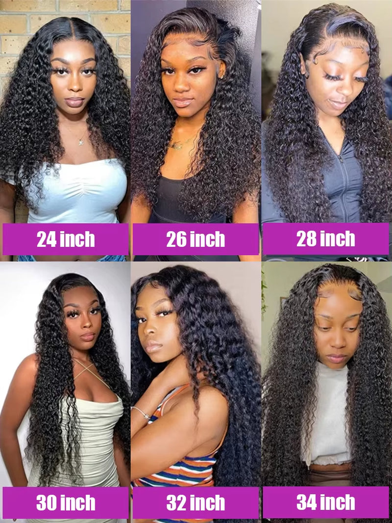 Curly 13X4 Lace Frontal Wig Human Hair for Women 300% Density 40 46 Inch Deep Wave 13X6 HD Lace Front Human Hair Wig Loose Water 