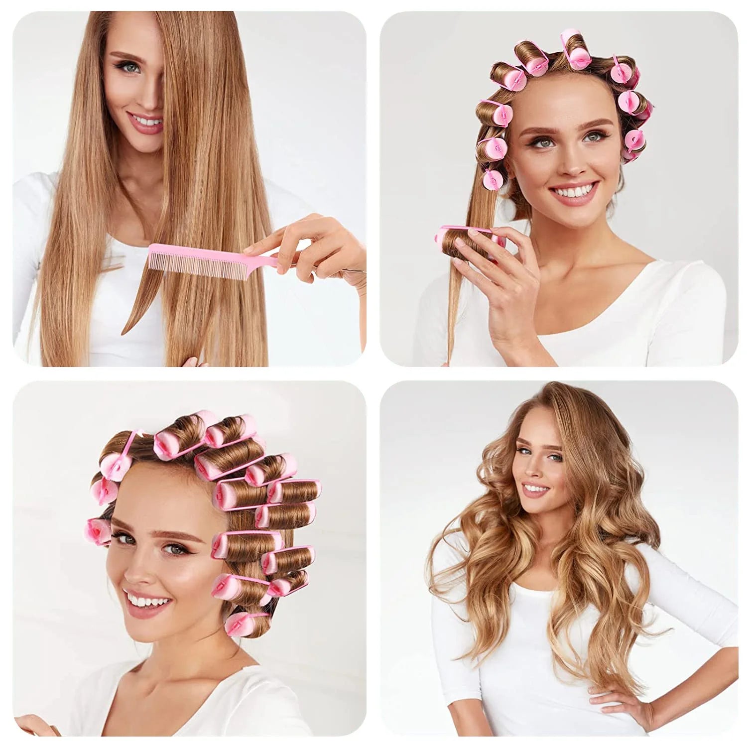 10Pcs Sponge, Foam Hair Roller Sleeping Hair Curlers Flexible Hair Styling Curlers Sponge (2.5Cm-Pink)