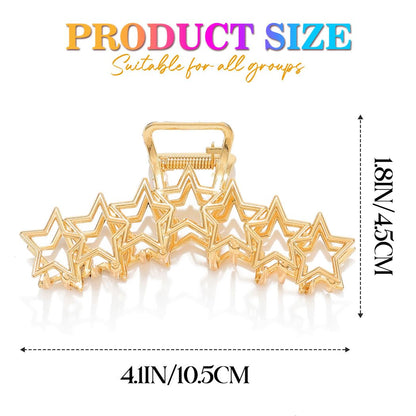 Metal Hair Claw Clips Gold Star Hair Clip Claw Large Nonslip (Pack of 2)