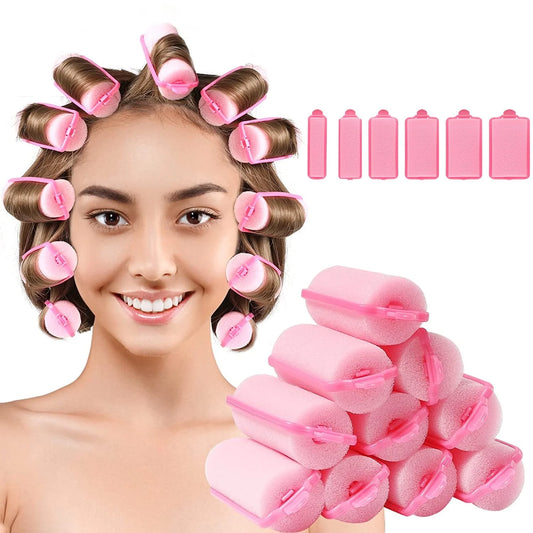 10Pcs Sponge, Foam Hair Roller Sleeping Hair Curlers Flexible Hair Styling Curlers Sponge (2.5Cm-Pink)